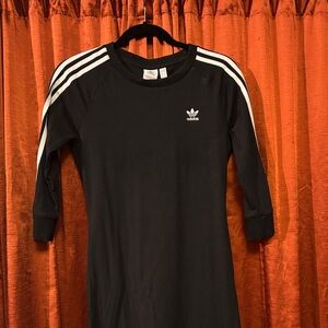Adidas Black Long Sleeve Dress with White Stripes